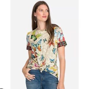 Johnny Was Mitchi Favorite Tee Butterfly Floral Print Swing Tee - XXL